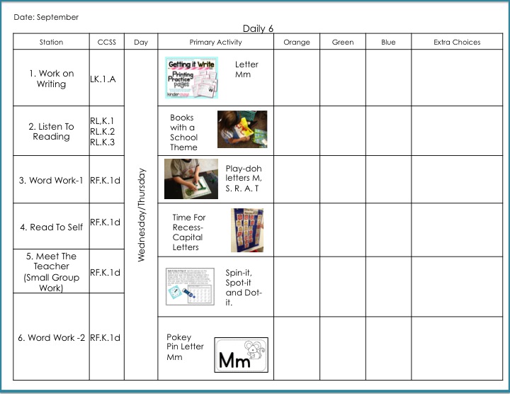 daily 6 lesson template first 2 days