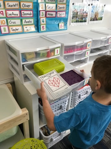 morning work bins for kindergarten