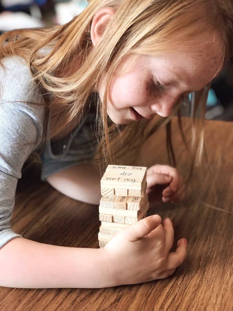 Using games like Jenga to enhance instruction in kindergarten.