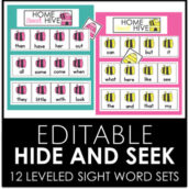 JULY EDITABLE Hide and Seek-12 Differentiated Sight Word Sets ...