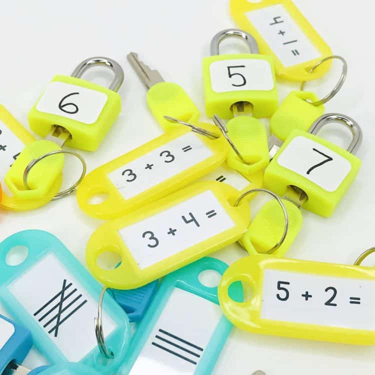 yellow locks and keys with math skills