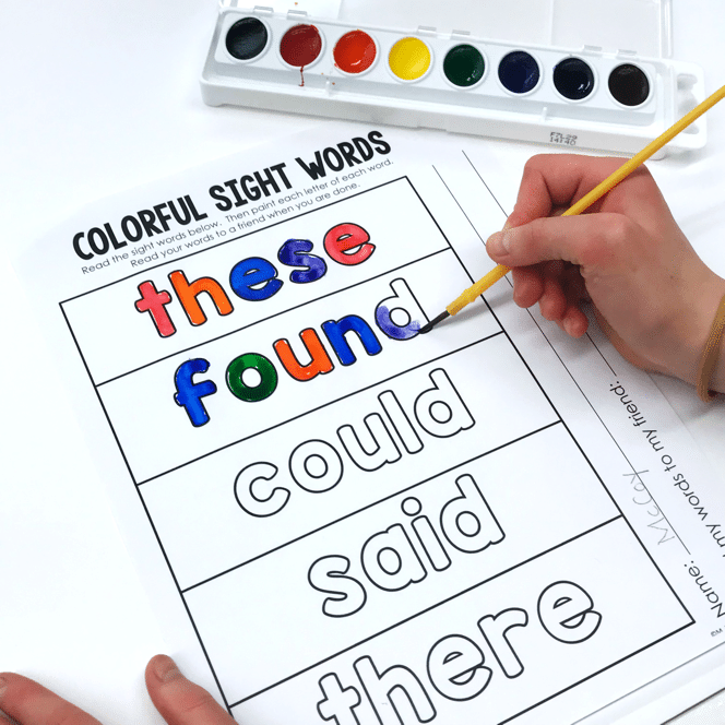 Sight word painting printable.