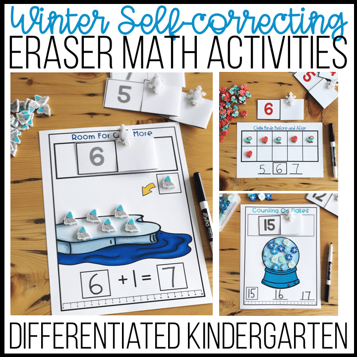 Snowflake Mini Eraser Counting 1-20 Task Cards (Winter Math Center)