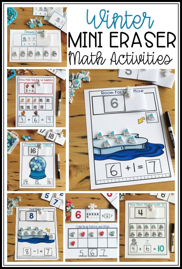 Christmas Mini Eraser Math Activities - Differentiated Kindergarten