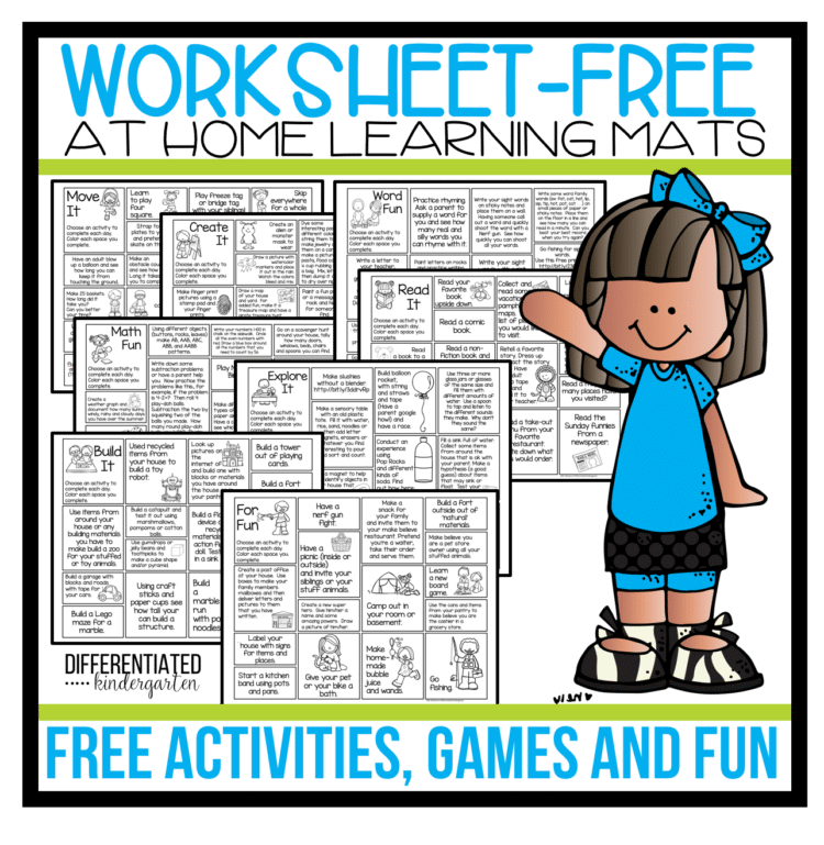 Free Worksheet Free At Home Activities Games And Ideas Differentiated Kindergarten