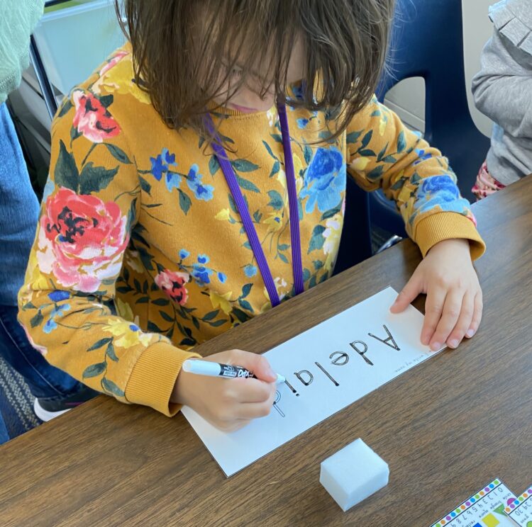 Dry-erase name writing 