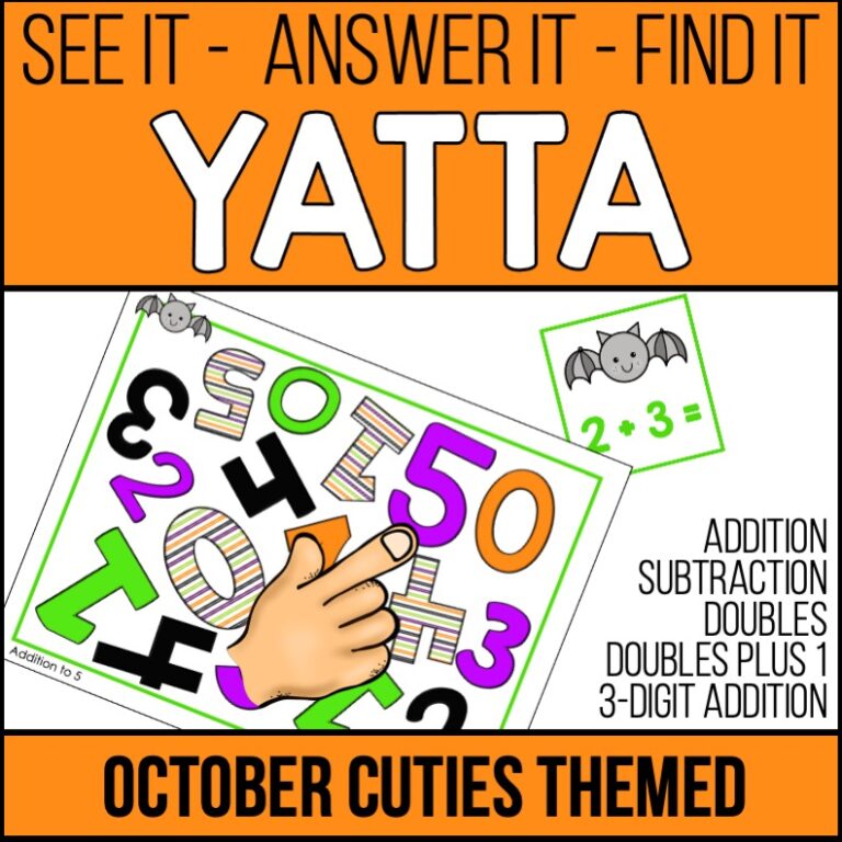 Addition, Subtraction Fluency Game – Yatta – October