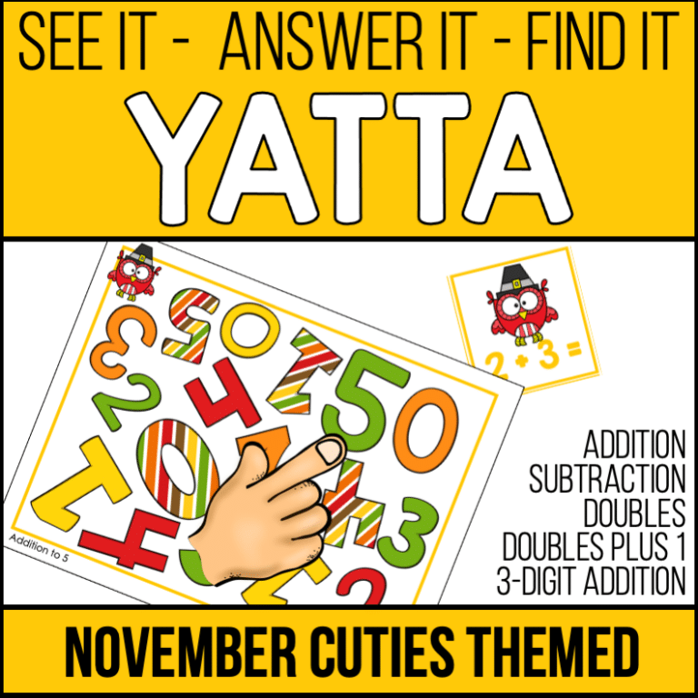 Addition, Subtraction Fluency Game – November – Autumn/Thanksgiving