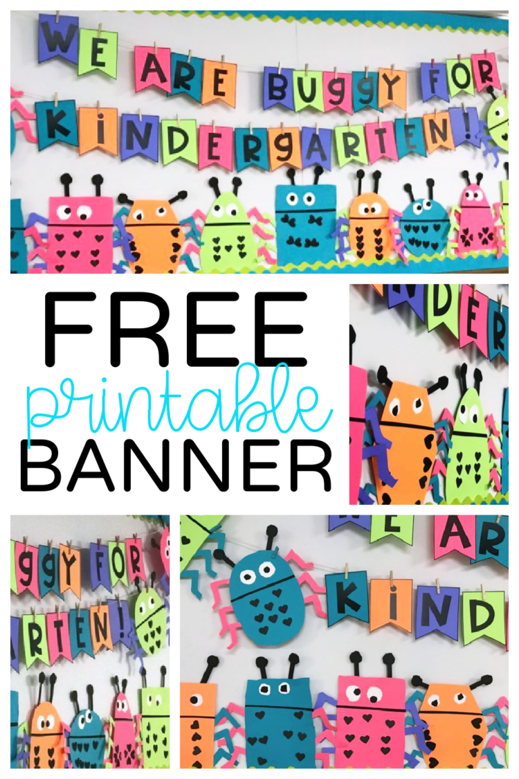 This simple carft is a great way to brighten up your classroom or a hallway bulletin board.  These sweet little bugs reinforce 2D shape recognition and help primary students practice scissor and fine motor skills.  And to tie it all together, you can download this printable banner.  It's FREE.