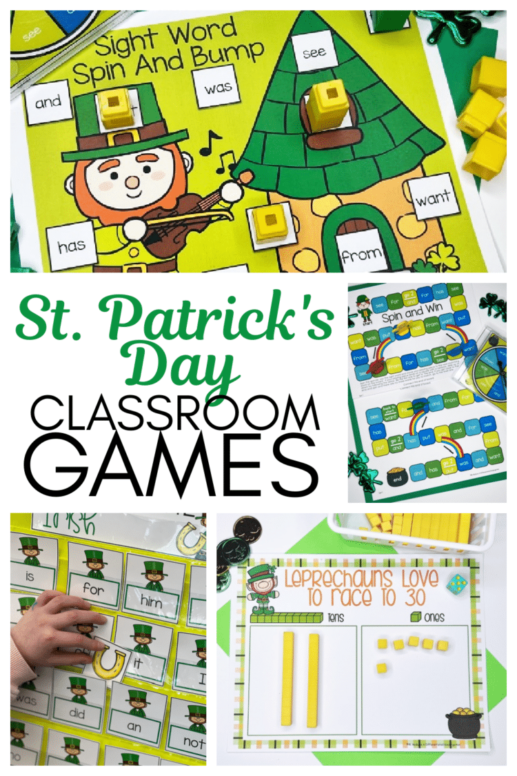 Classroom games are a powerful tool for motivating students.  Not only does it increase cognition and working memory, but it's FUN. These St. Patrick's Day Classroom Games are perfect for you early childhood classroom and will engage your students in practicing essential skills in math and ela.  The sight word games are editable so you can meet your students various readiness levels and they include whole group, partner and even independent games. Don't miss these games that are perfect for kindergarten and first grade students.
