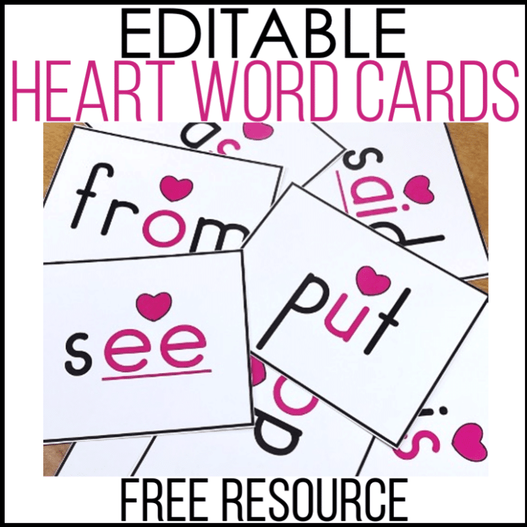 Heart Word Editable Cards